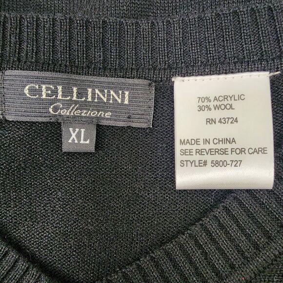 Cellini Collezione Sweater Men's XL Pullover Brown Black Wool Blend 90s Vintage - Picture 6 of 7